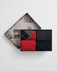 Pack de quatro pares de meias com padrão Argyle e às riscas