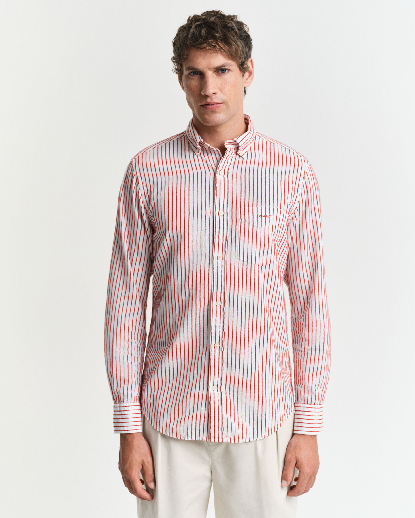 Camisa às riscas Textured regular fit