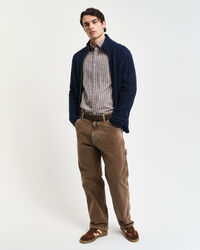 Casaco de malha entrançada com fecho de correr