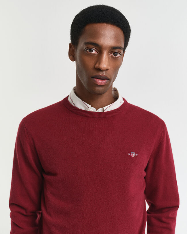 Camisola de malha com decote redondo em lã extrafina