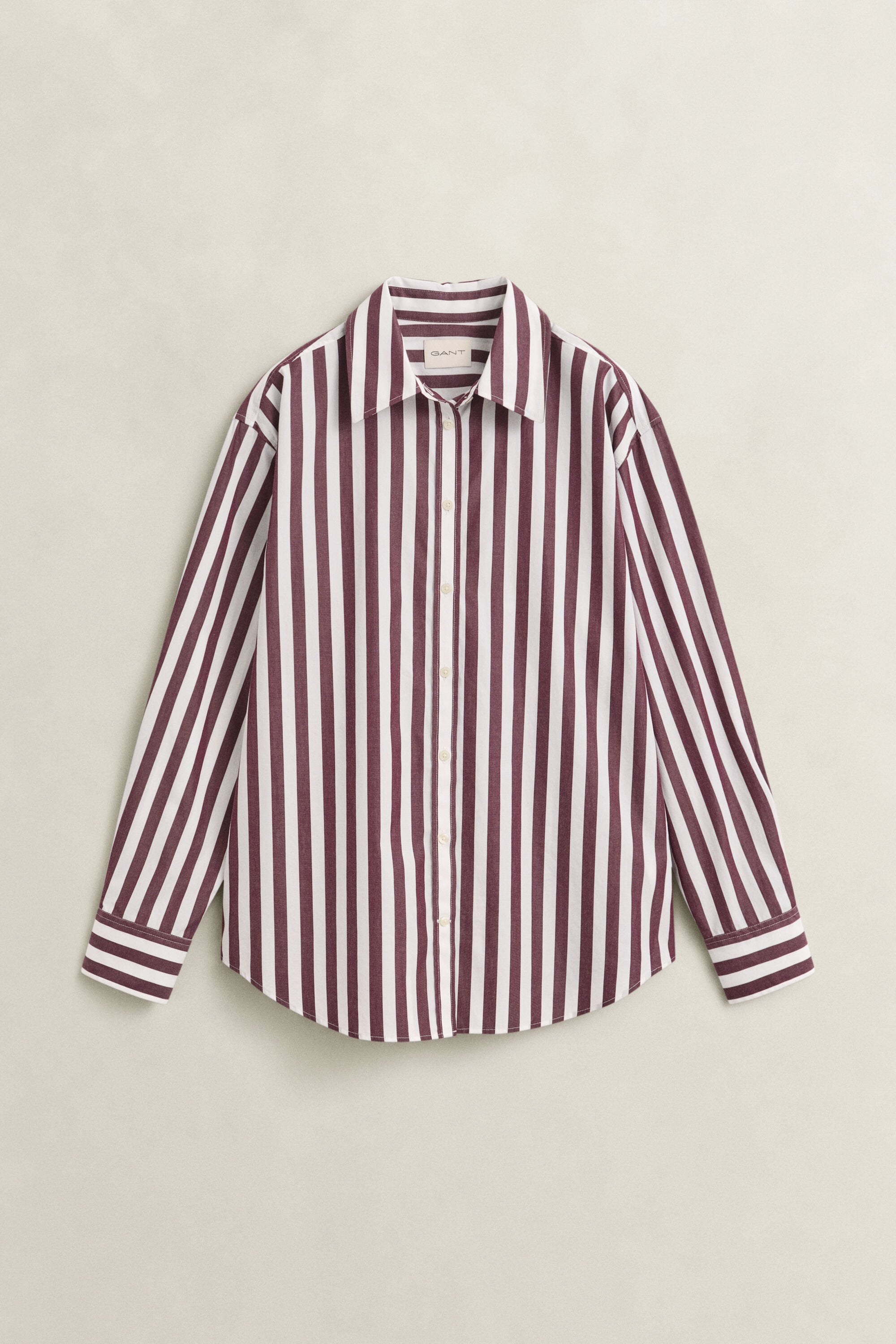 Camisa em popelina às riscas relaxed fit