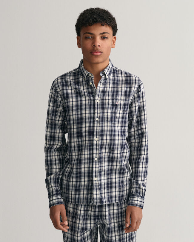 Camisa de flanela com padr&atilde;o de xadrez regular fit Teen Boys