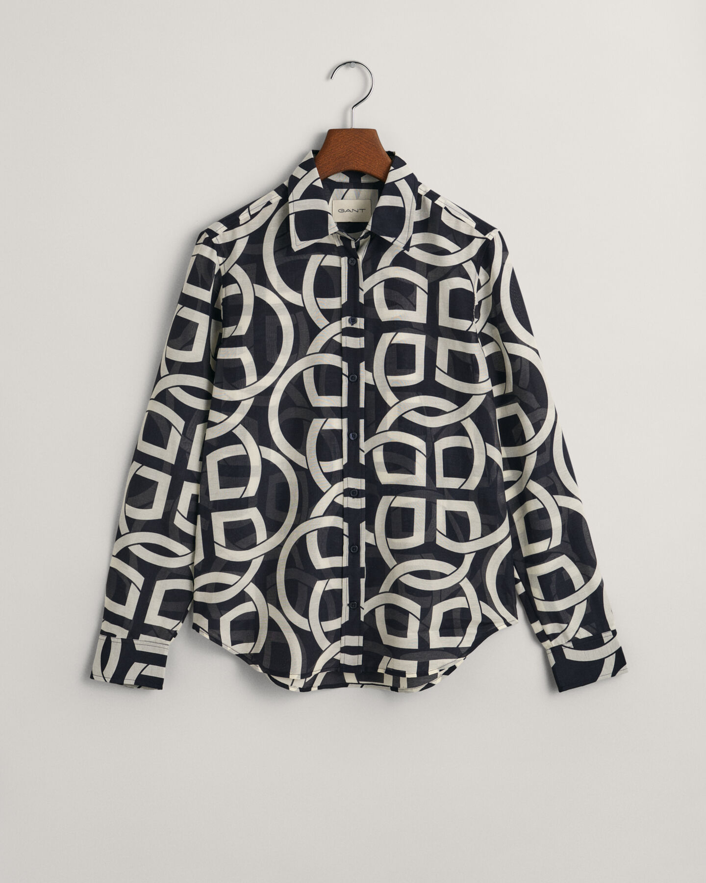 Camisa em seda e algod&atilde;o com estampado Monogram regular fit