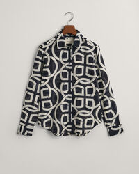 Camisa em seda e algod&atilde;o com estampado Monogram regular fit