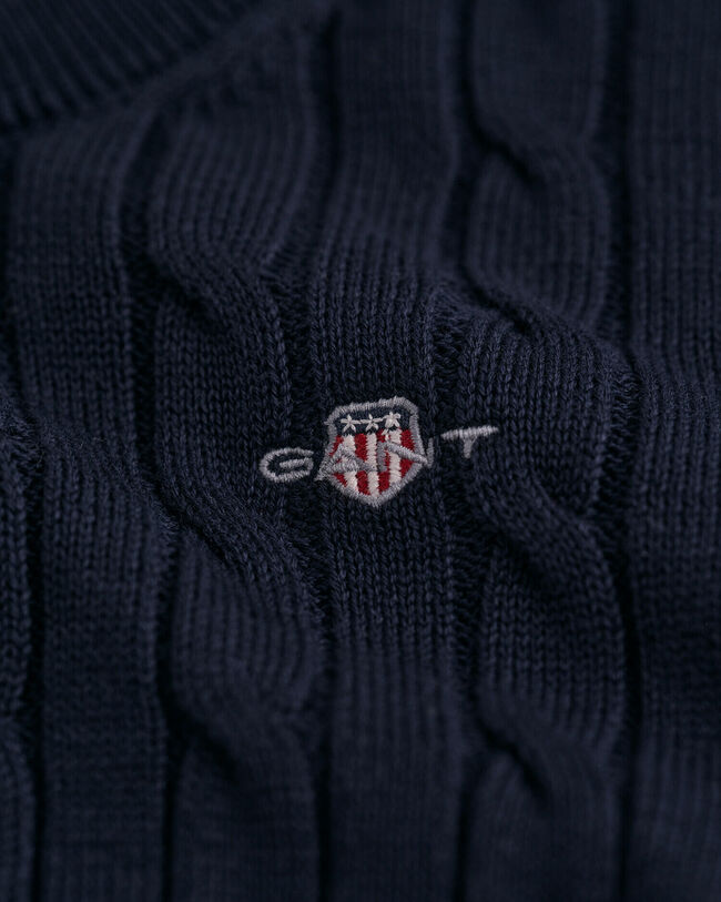 Camisola com decote redondo em malha entrançada de algodão Shield Kids