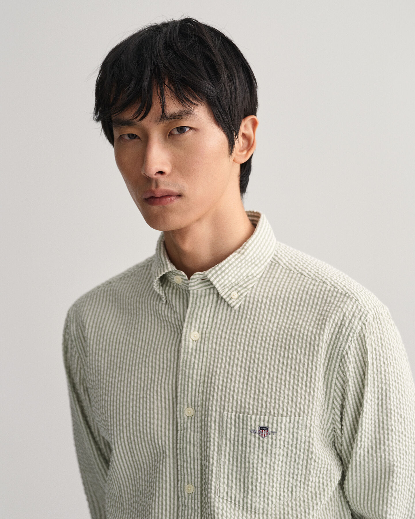 Camisa Seersucker corte normal