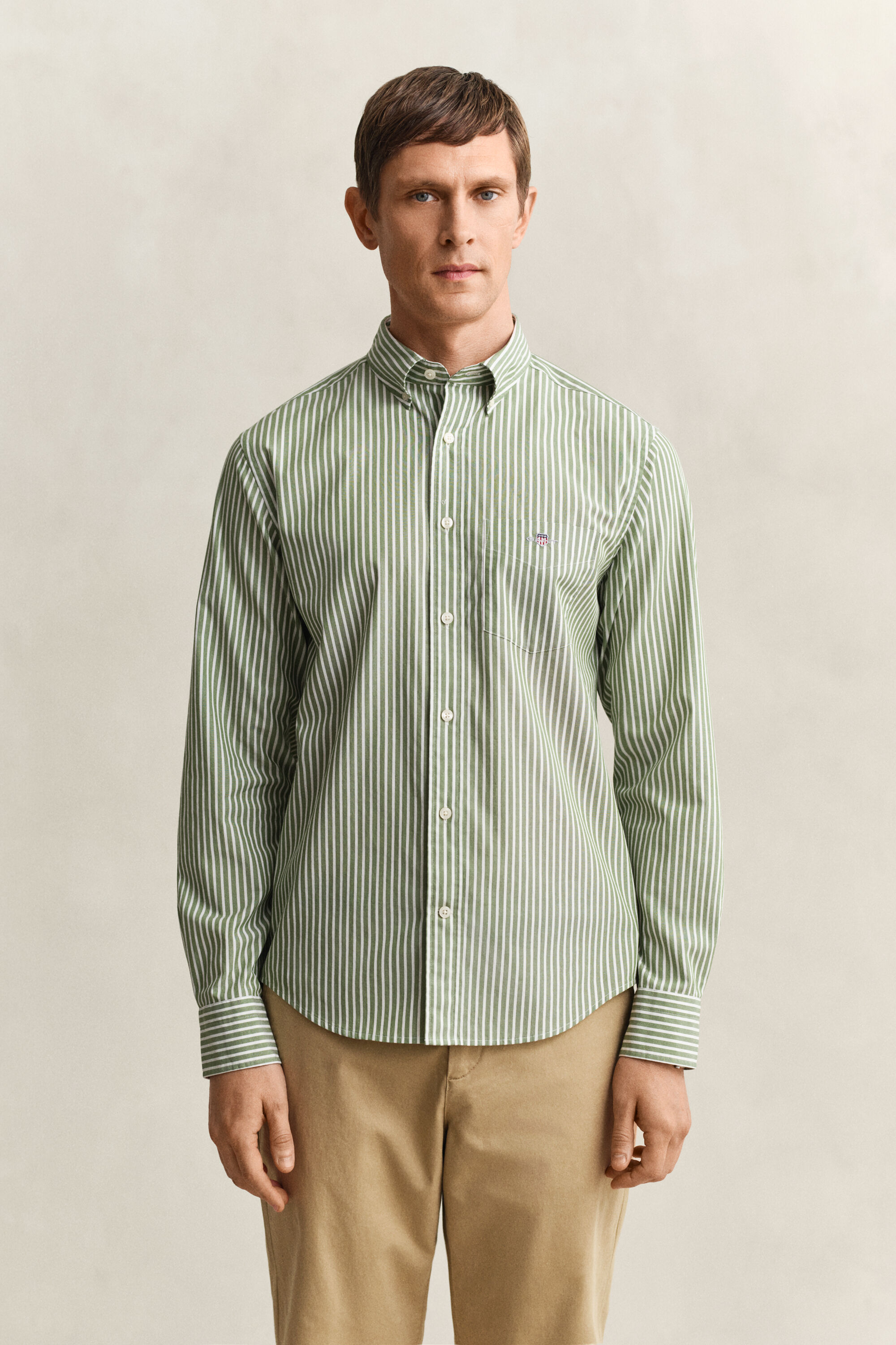 Camisa em popelina às riscas Classic