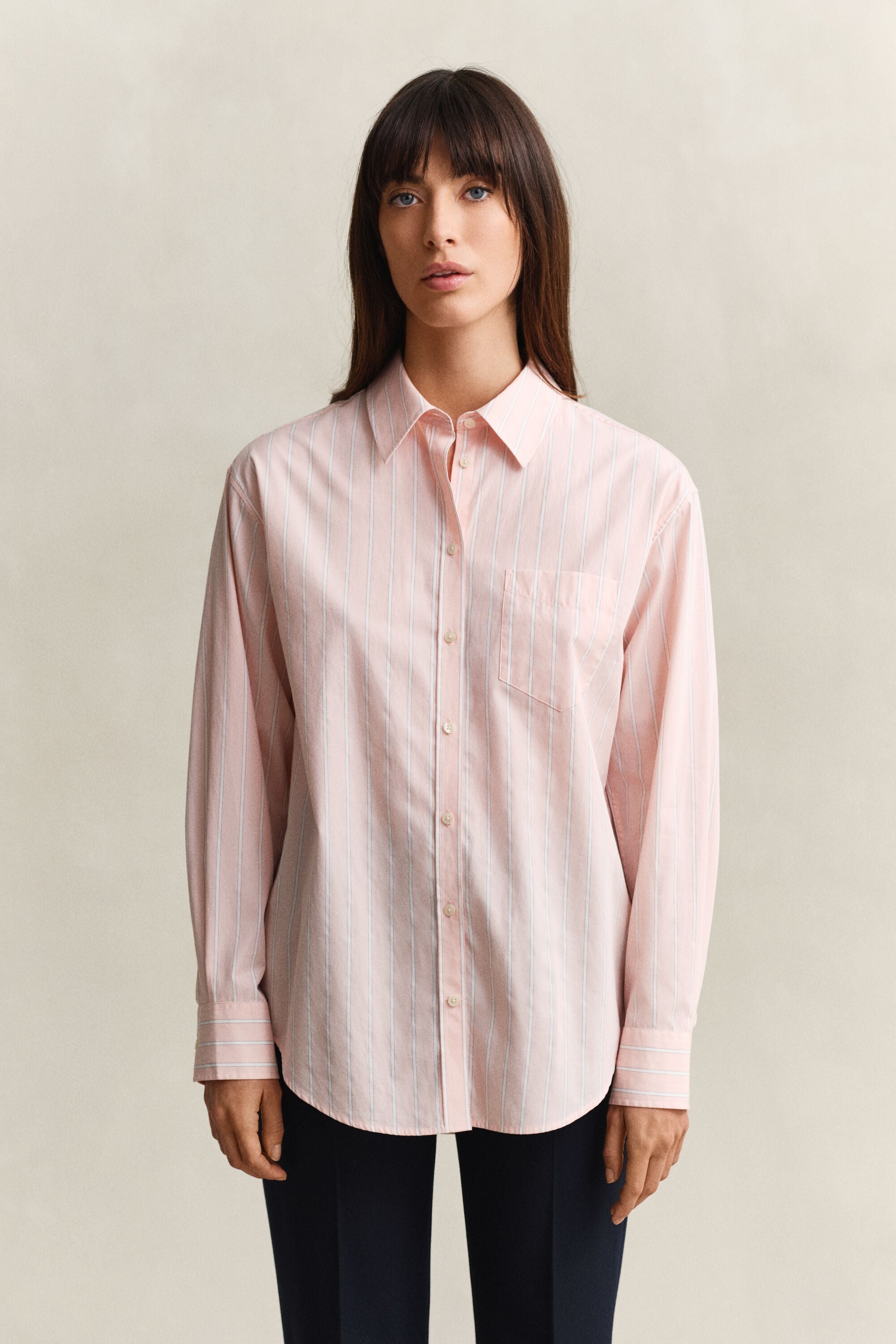 Camisa em popelina às riscas Classic relaxed fit