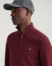 Sweatshirt com meio fecho em algod&atilde;o Texture