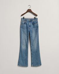 Calças de ganga à boca de sino