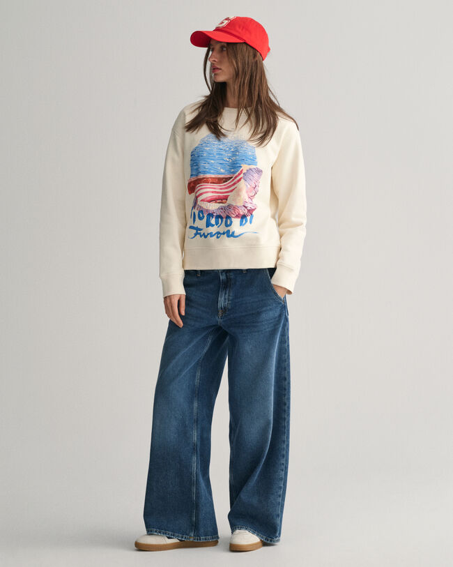 Sweatshirt com decote redondo Scenery Print