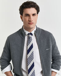 Casaco de malha em algodão piqué com fecho de correr