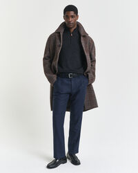 Camisola de malha com meio fecho de correr em lã de merino extrafina