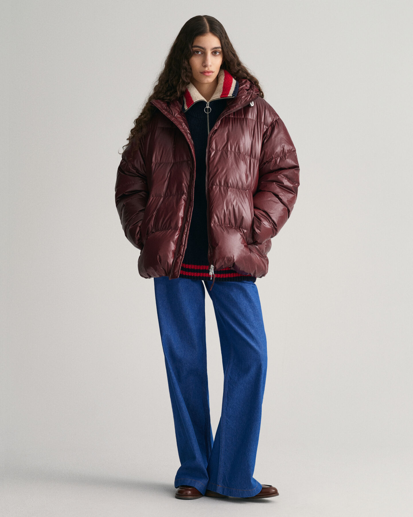 Blus&atilde;o acolchoado de penas Shiny