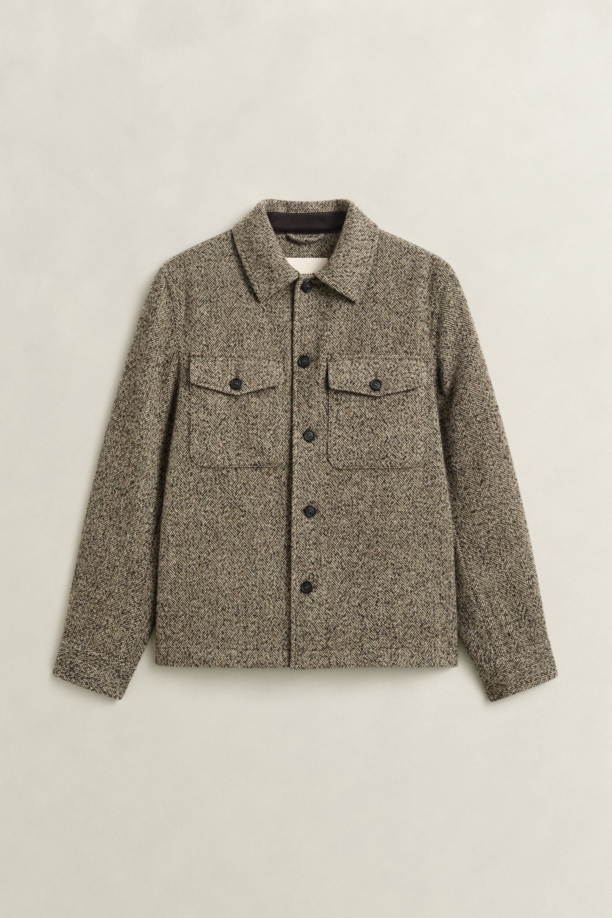 Sobrecamisa com padrão espinha de peixe