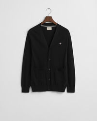 Casaco de malha com decote em V de algod&atilde;o cl&aacute;ssico