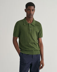 Camisola de malha estilo polo Pointelle Textured