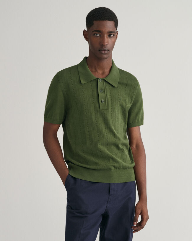 Camisola de malha estilo polo Pointelle Textured