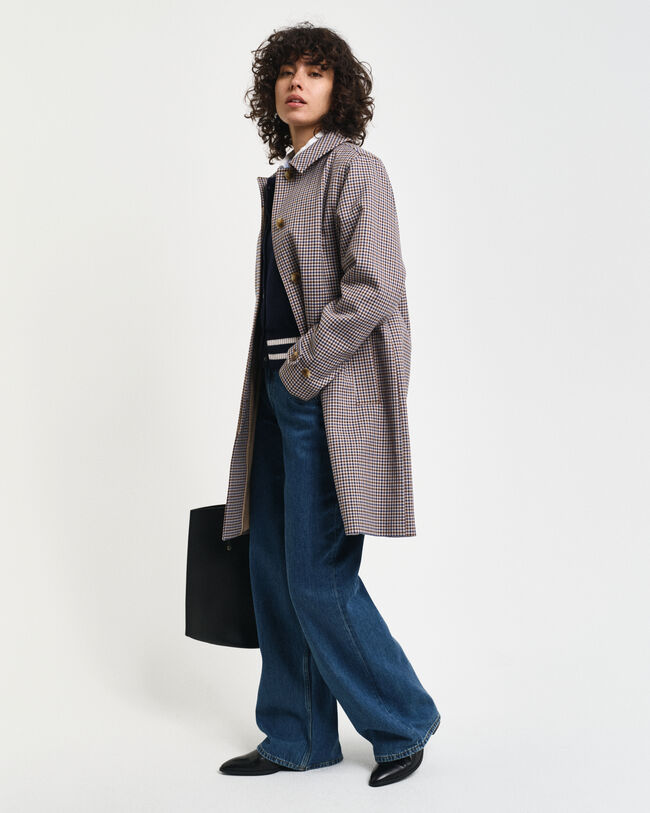 Gabardina com mini padrão de xadrez