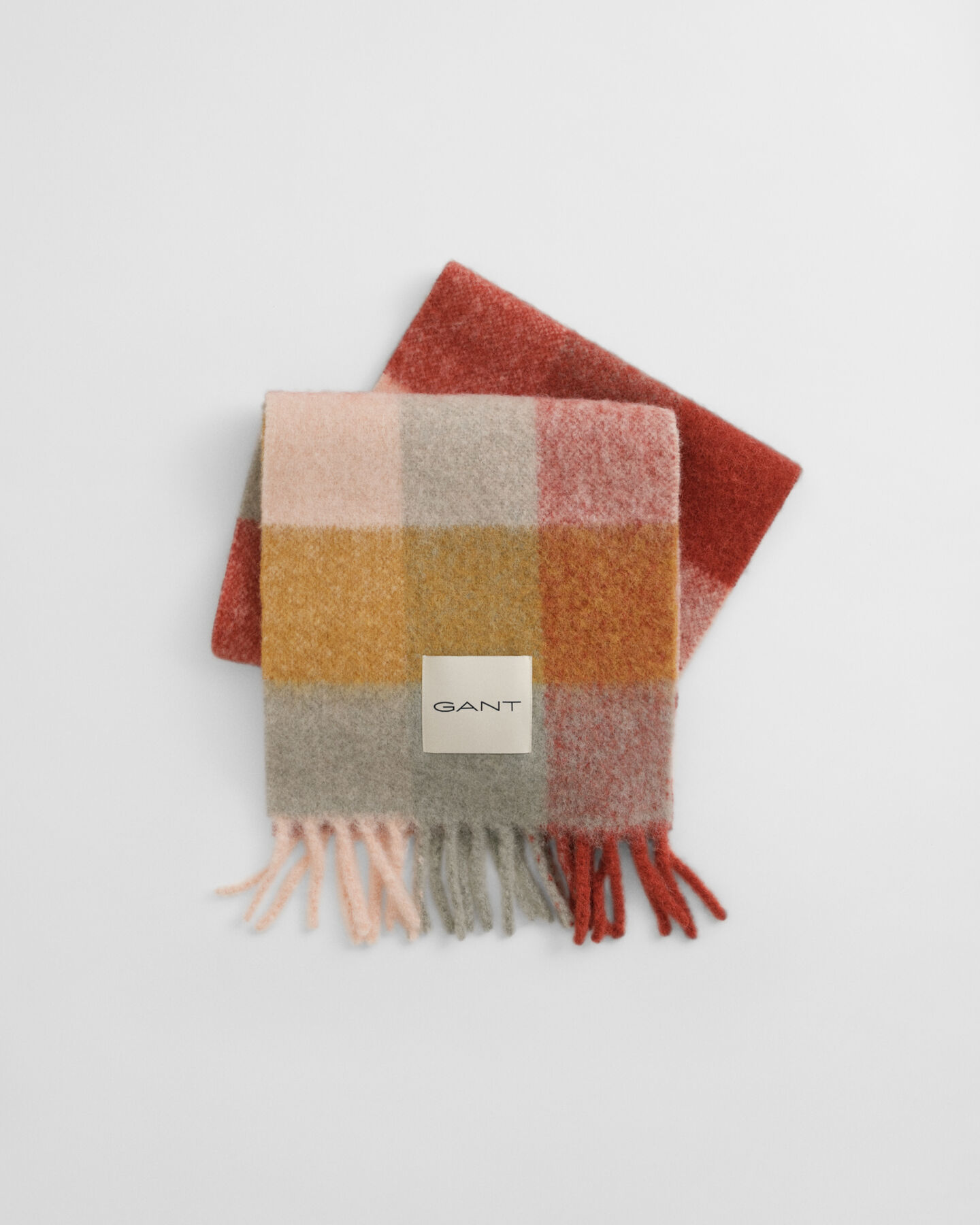 Cachecol em mistura de lã de alpaca com padrão de xadrez