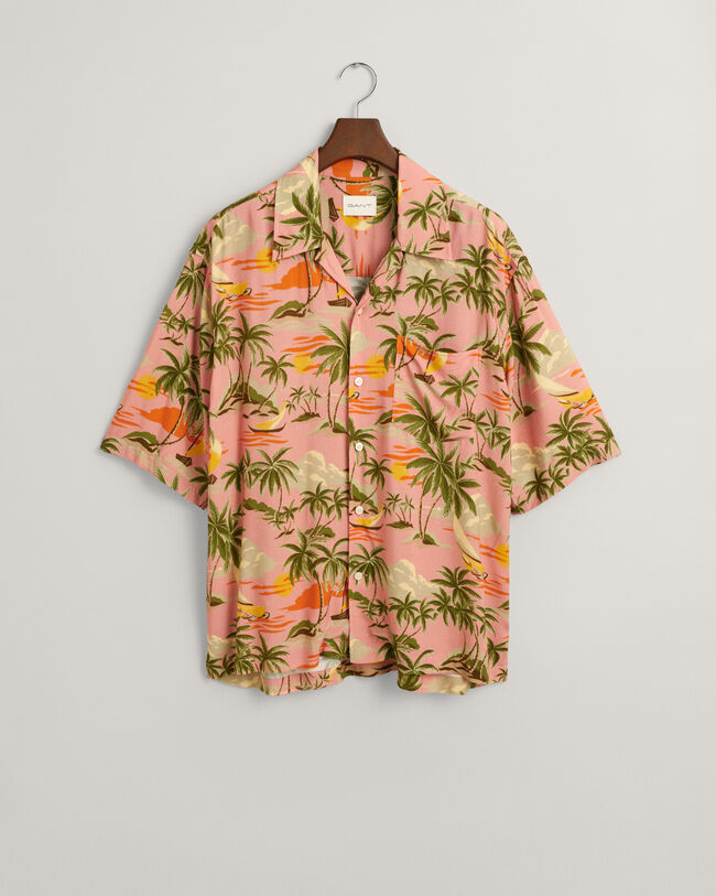 Camisa de manga curta Hawaiian Print relaxed fit