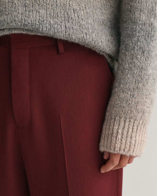 Calças de fato em lã sarjada