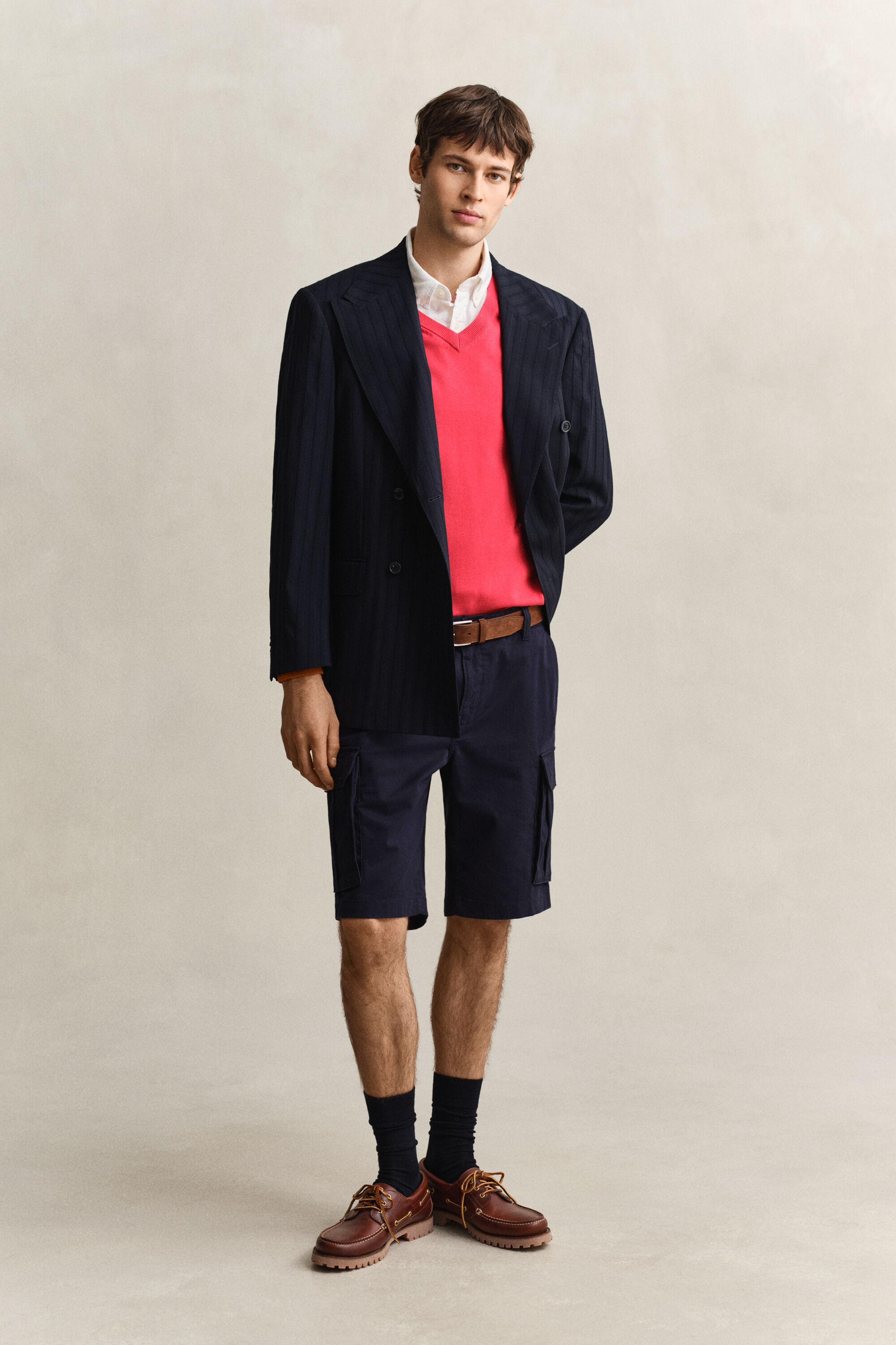 Pulover com decote em V em algodão clássico