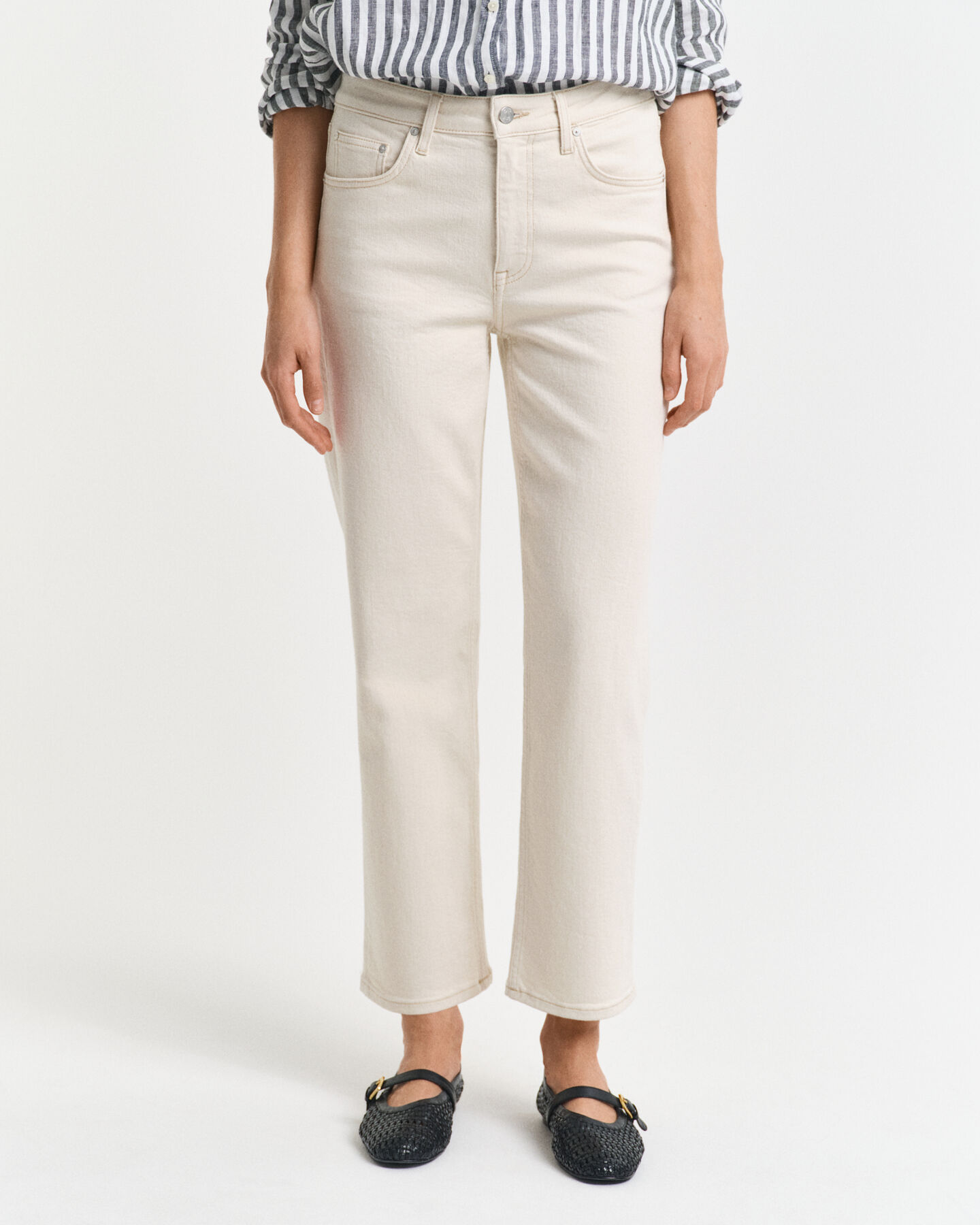 Calças de ganga em cru perna Straight