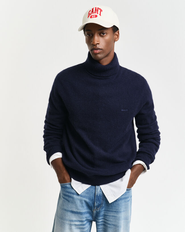 Camisola de gola alta em mistura de lã