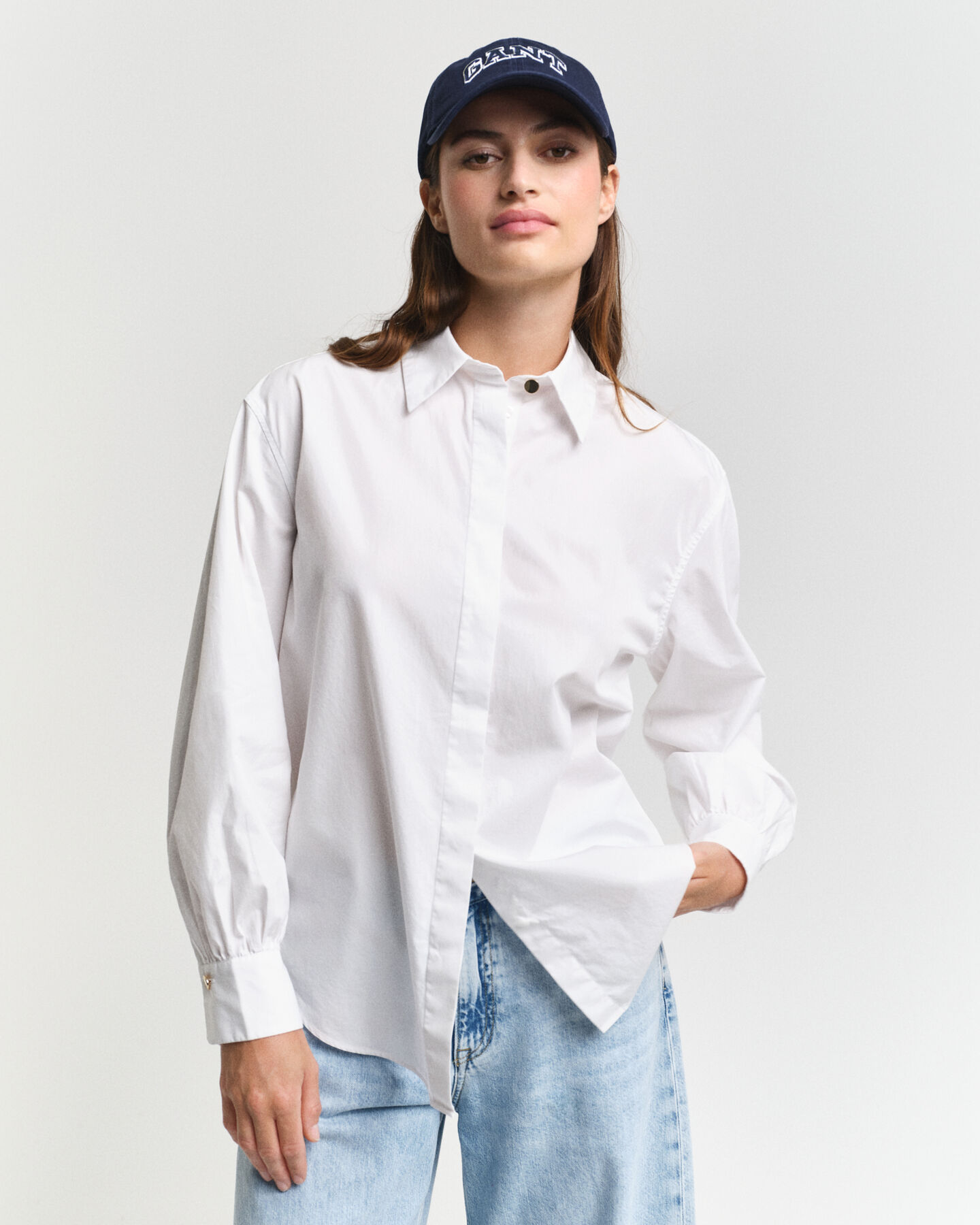 Camisa em popelina com mangas volumosas relaxed fit