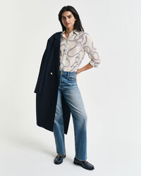 Camisa em seda e algodão Sailing Print regular fit