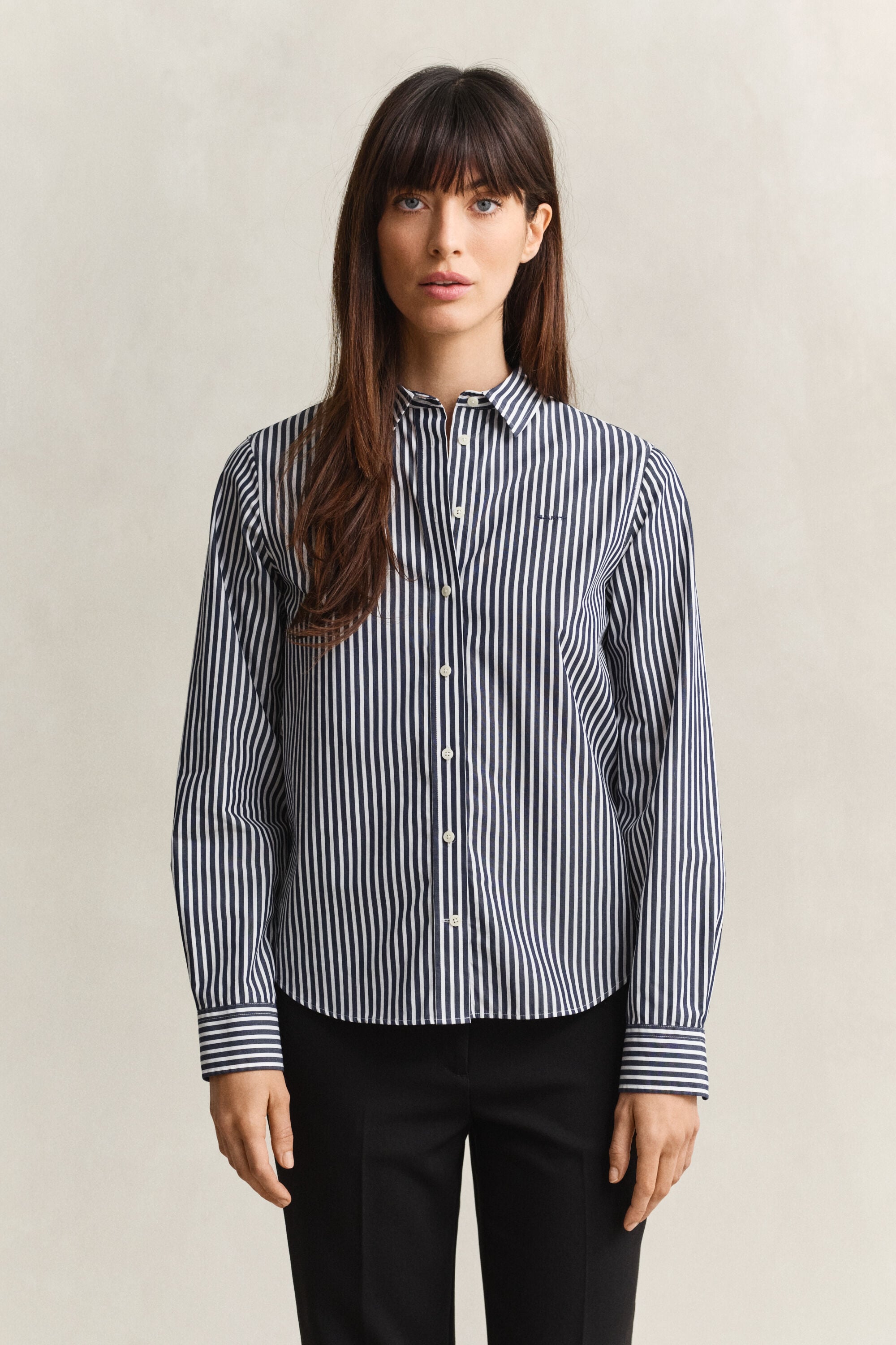 Camisa em popelina às riscas Classic regular fit