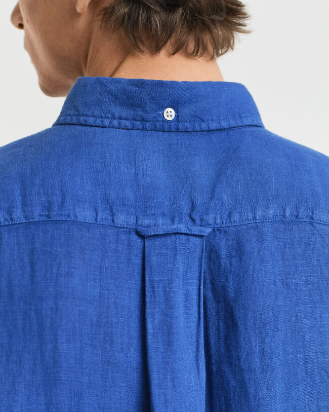 Camisa de linho tingida com manga curta regular fit