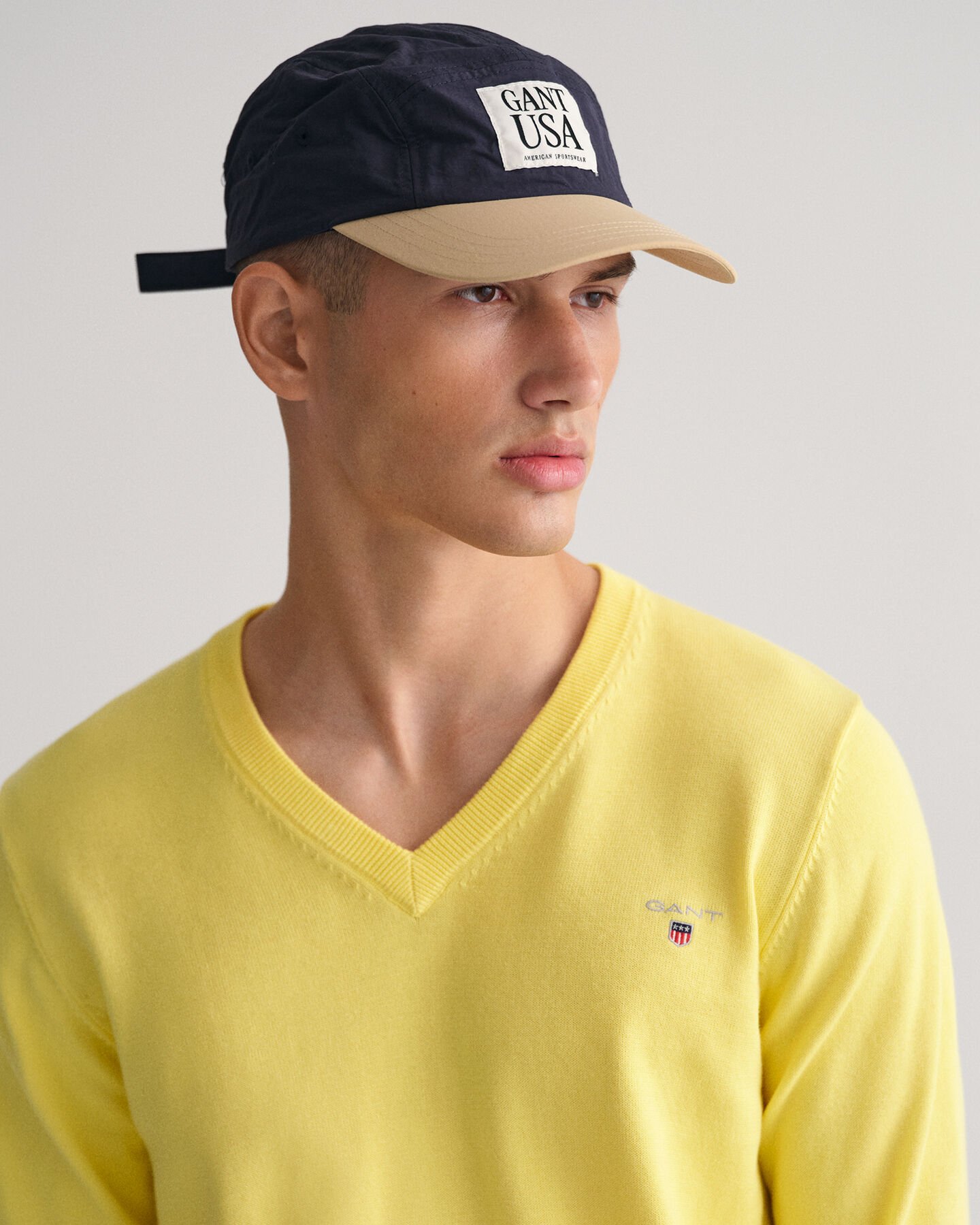 Pulover com decote em V de algodão Classic