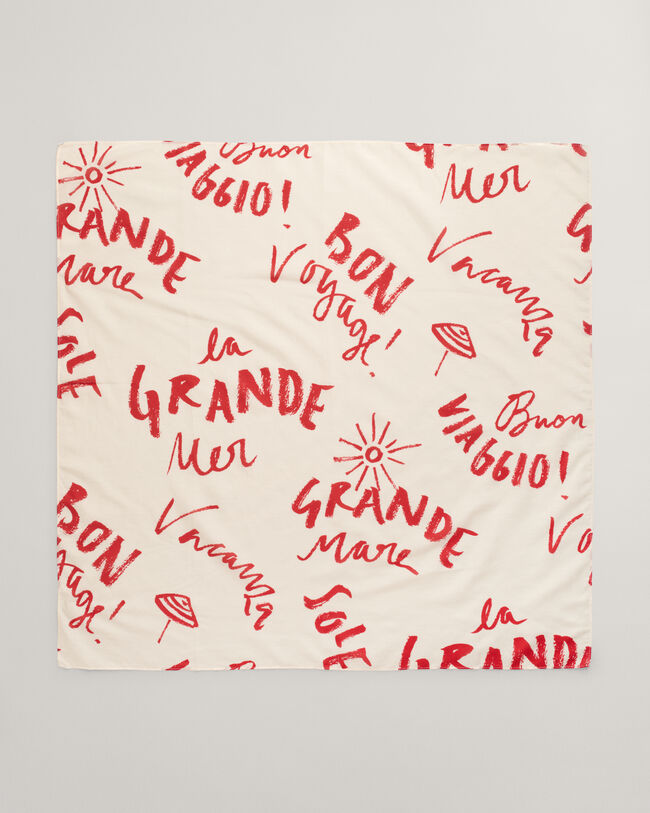 Lenço em seda e algodão com estampado Text