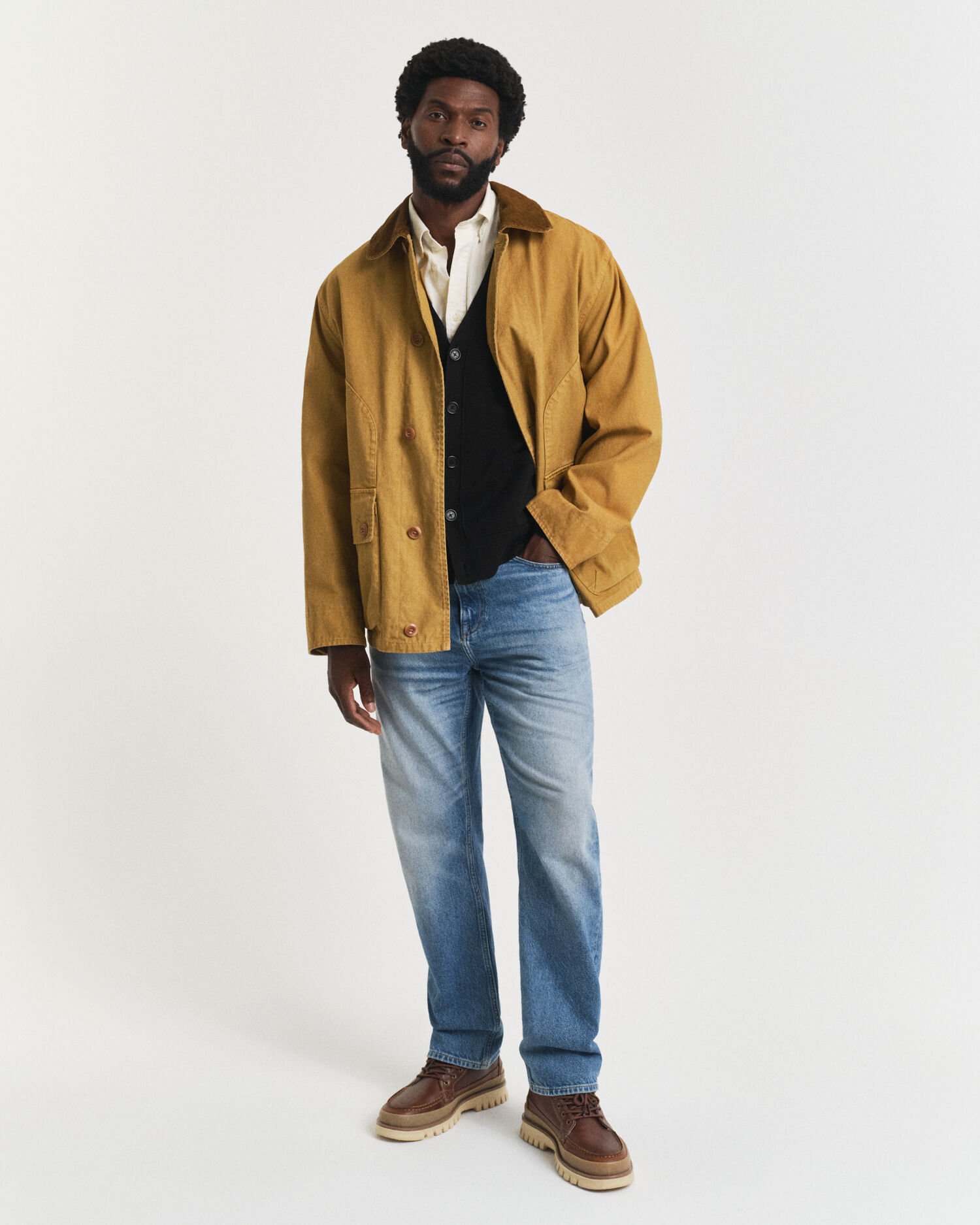 Casaco de malha de algodão informal