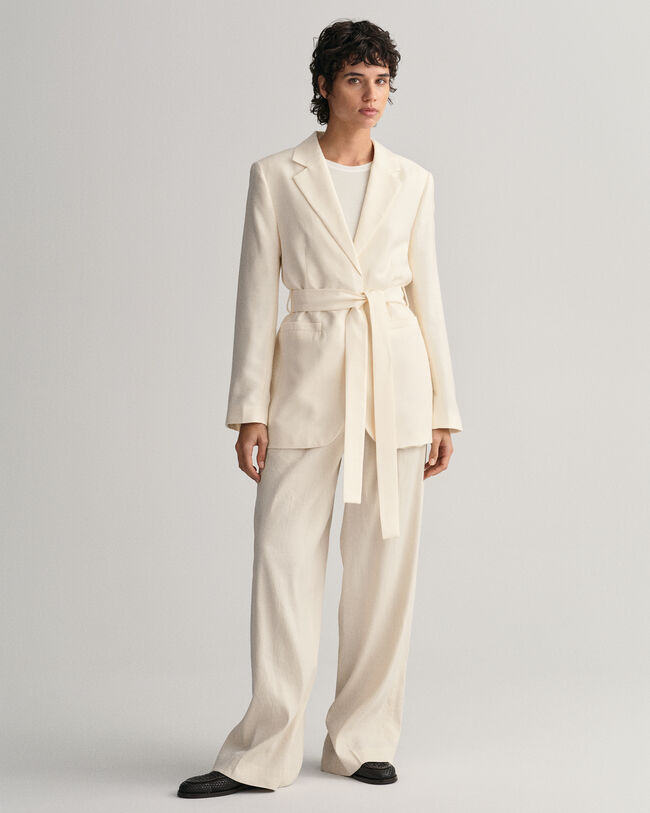 Blazer com cinto Fluid corte normal