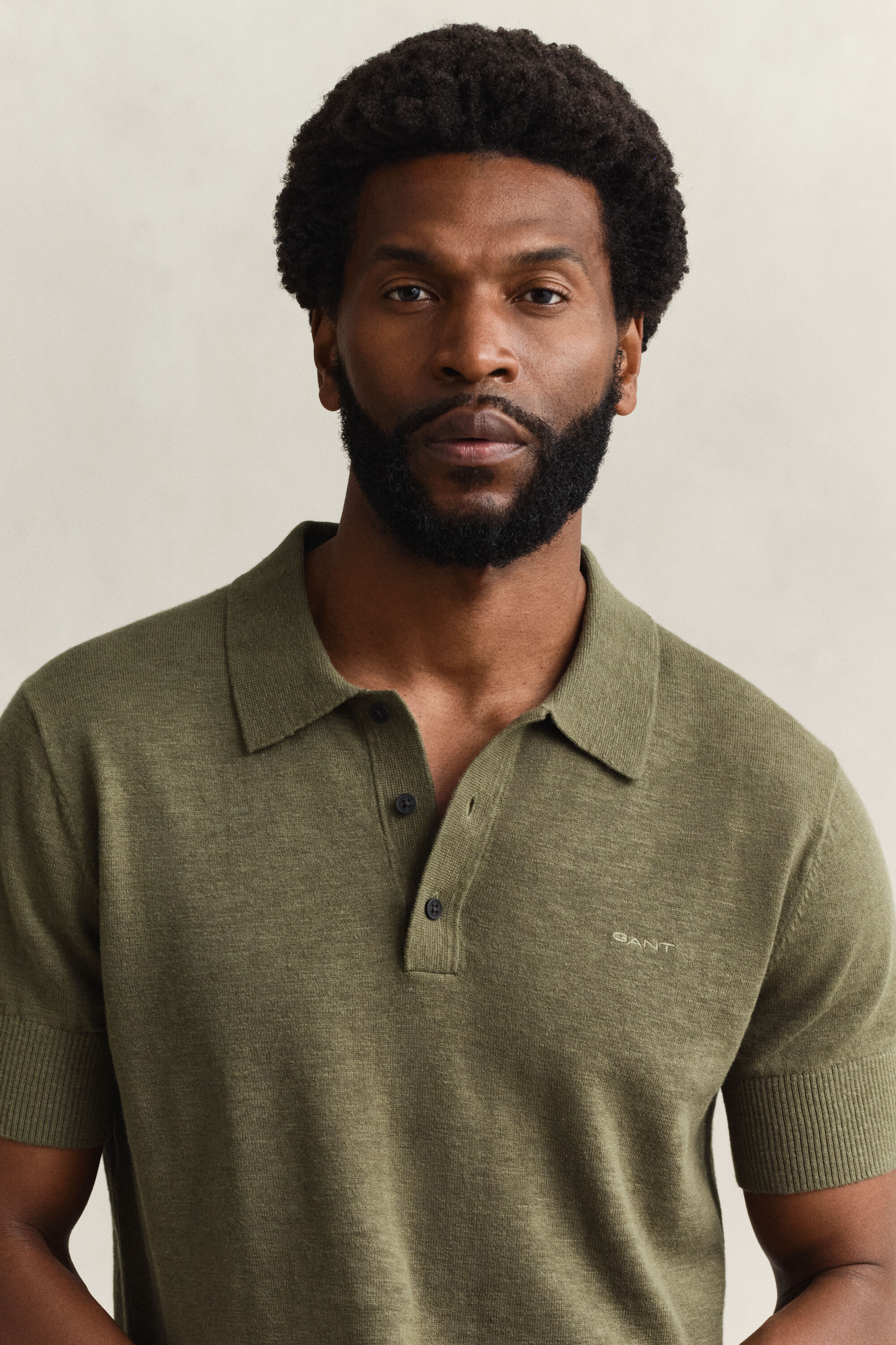 Camisola de malha estilo polo com manga curta em algodão com mistura de fios