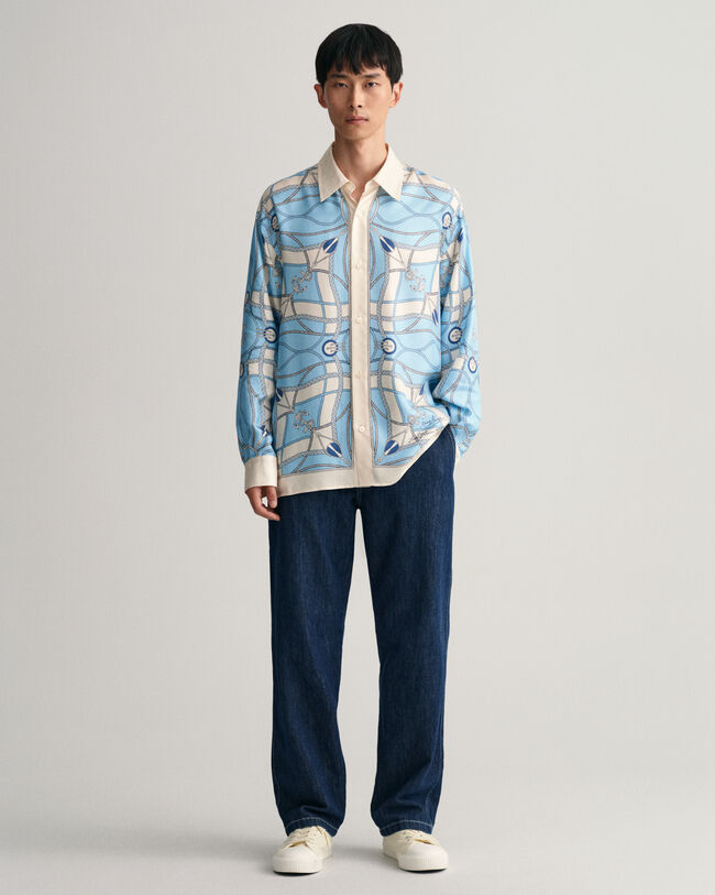 Camisa de seda com estampado Sailing relaxed fit