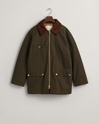 Casaco de comprimento médio com acabamento encerado