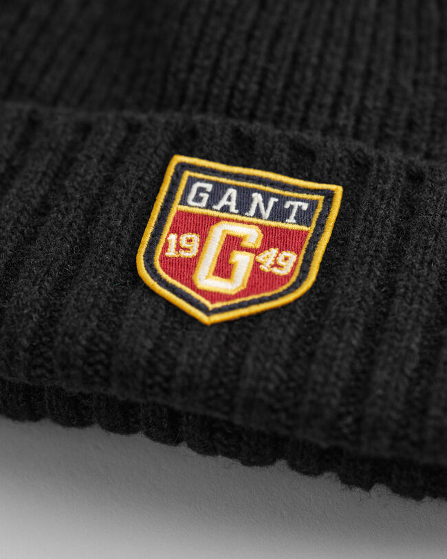 Conjunto de oferta com gorro e cachecol em lã com emblema