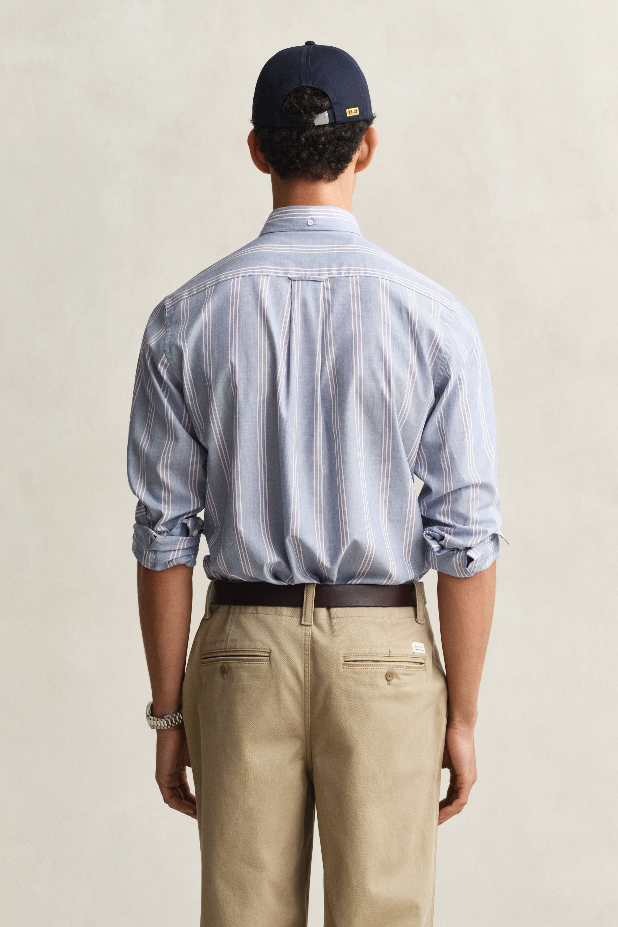 Camisa em popelina às riscas Fil-à-Fil regular fit
