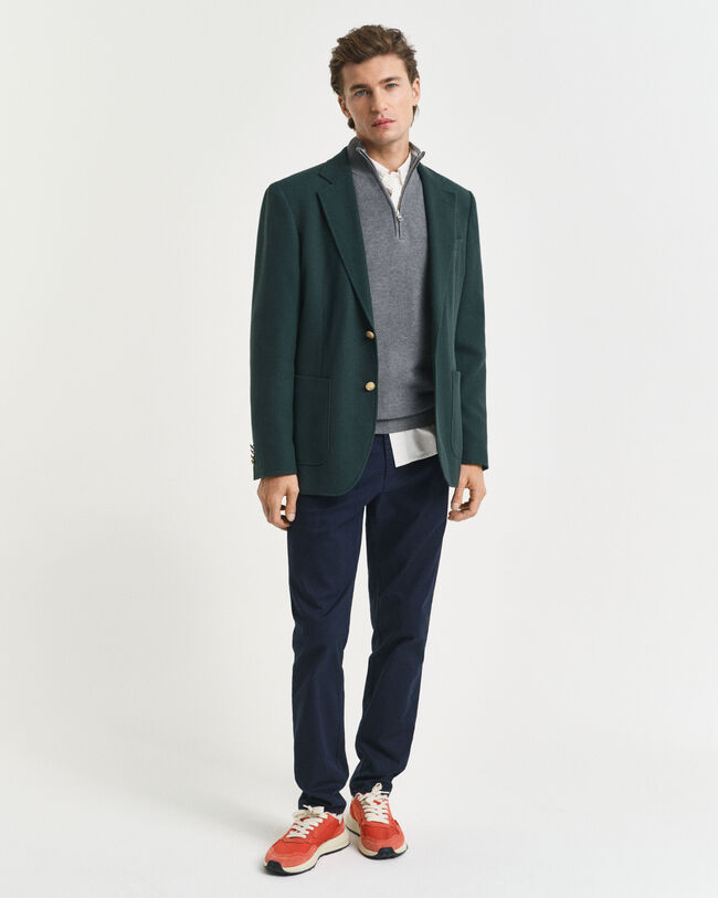 Camisola de malha com meio fecho de correr em algodão piqué