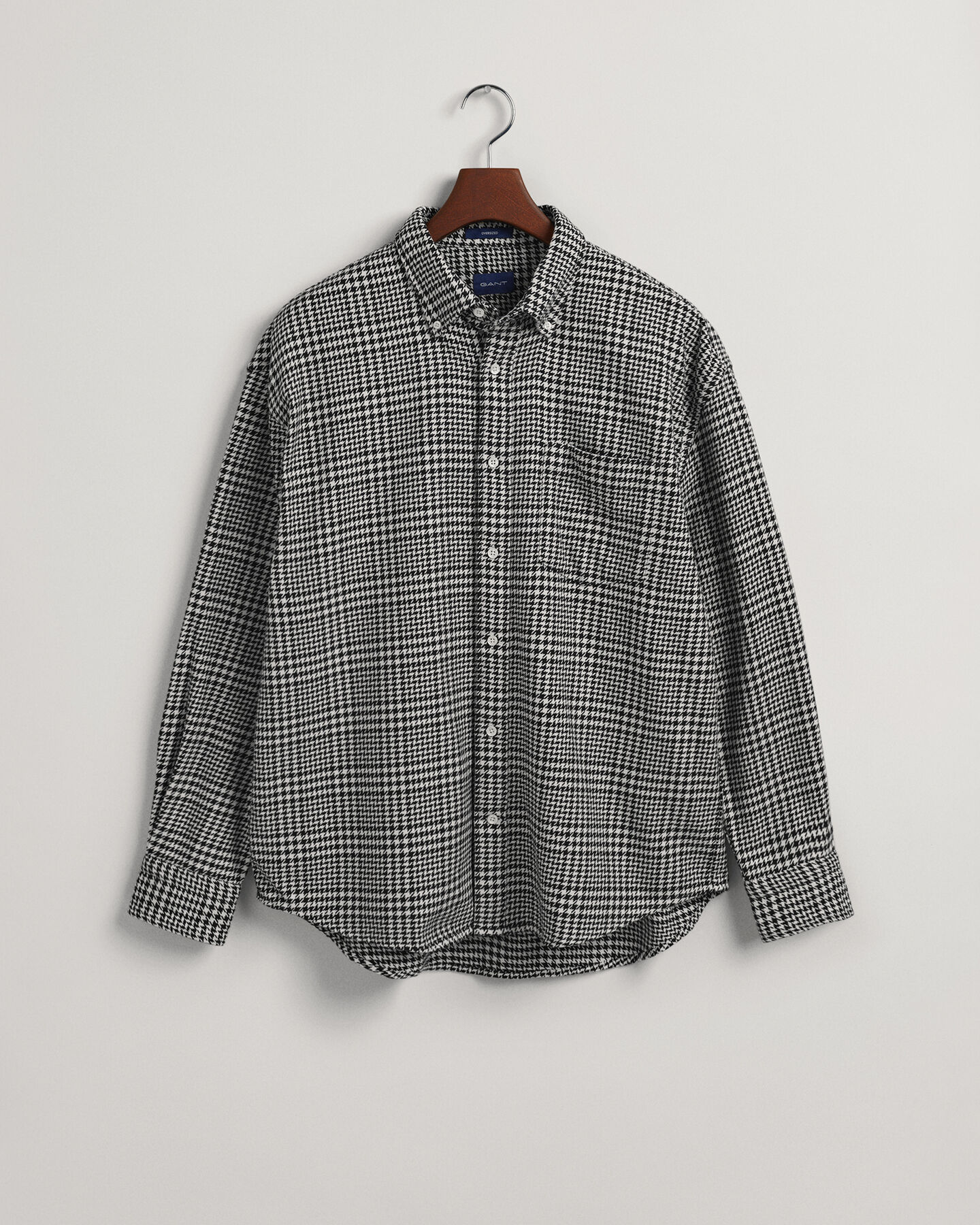 Camisa de algodão com padrão Houndstooth oversized