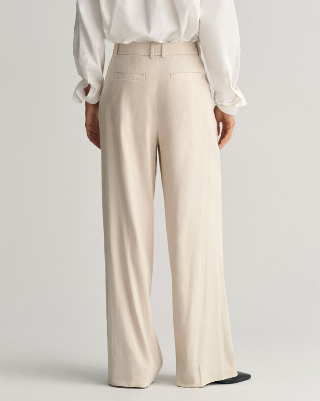 Calças sob medida em linho com elastano relaxed fit