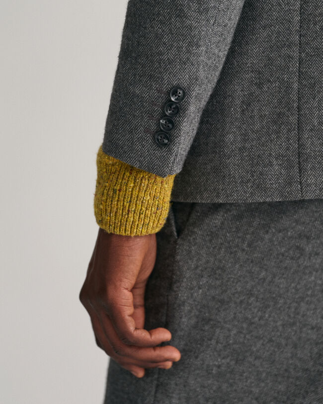 Blazer de fato com padrão espinha de peixe