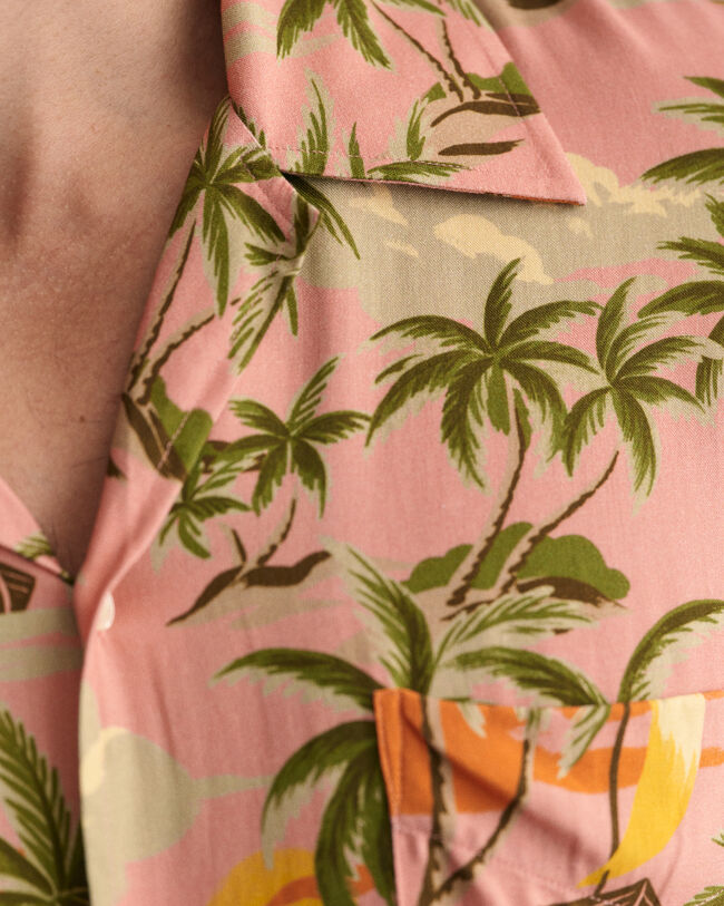 Camisa de manga curta Hawaiian Print relaxed fit