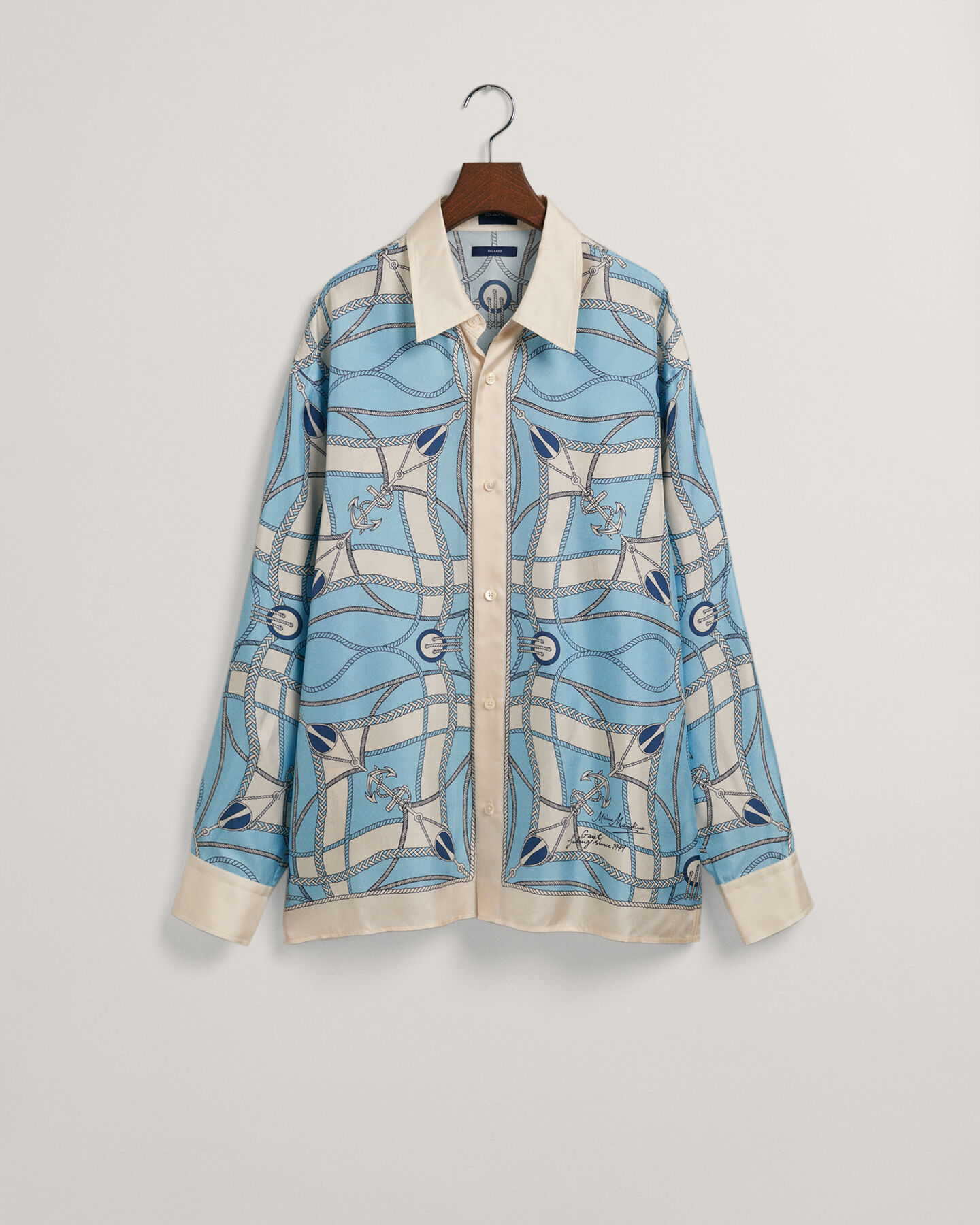 Camisa de seda com estampado Sailing relaxed fit