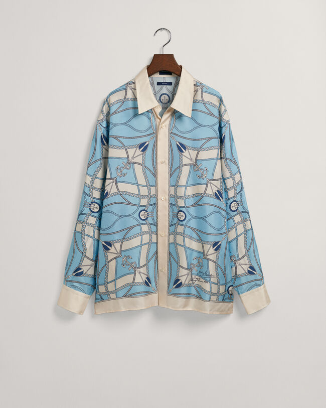 Camisa de seda com estampado Sailing relaxed fit