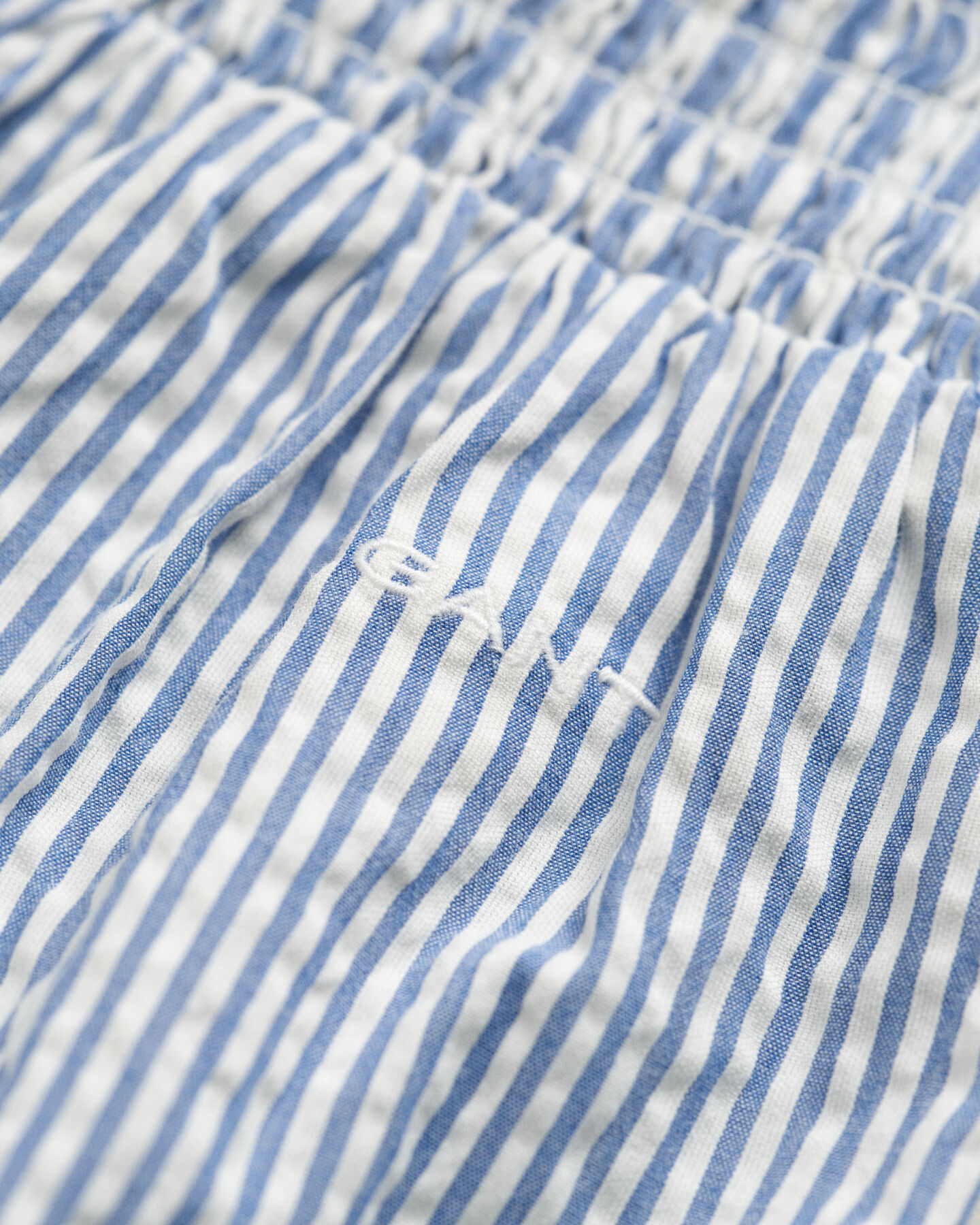 Camisa Seersucker &agrave;s riscas com franzidos Teen Girls